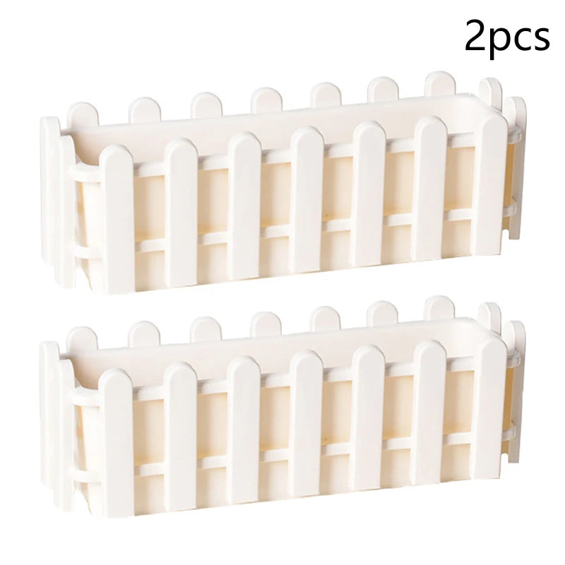 SUSU 1pc Fence Flower Pot Plastic Plant Basket Artificial Flower Container Artificial Plant Display for Home Desk Office Decor Oasis Select 2pcs