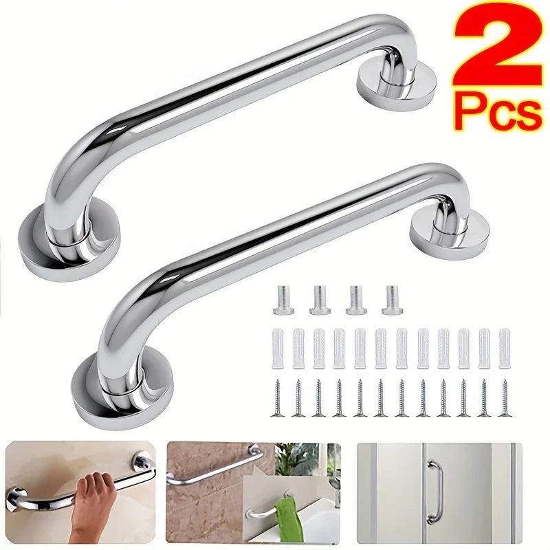 304 Stainless Steel Handrails, Accessible Bathroom, Bathroom, Safety Bathroom Handrails, Disabled Elderly Bathroom Handrails Oasis Select silver-2pcs 30cm