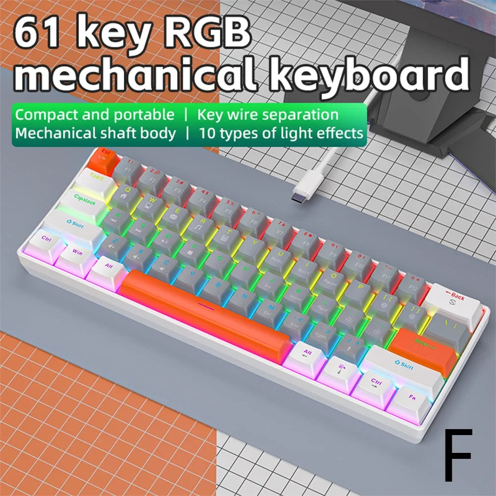 60% RGB Mechanical Gaming Keyboard – 61 Keys & 10 Light Modes