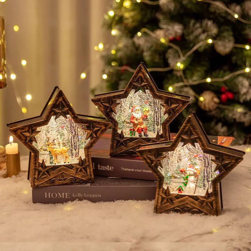 Christmas Decorative Crystal Balls Snowflakes Illuminated Santa Claus Lights Creative Christmas Gifts Oasis Select