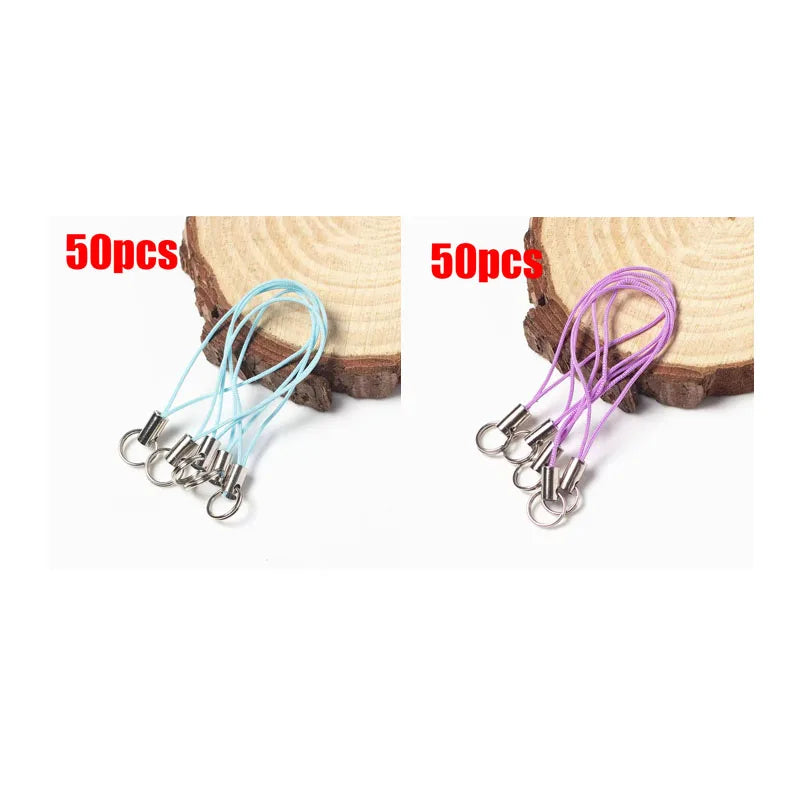 50/100pcs Wire Cord Mobile Phone Craft Pendant Lanyard DIY Handmade Materials Key Ring DIY Toys Pendant Clips Lanyard Accessorie Oasis Select 100pcs mix 4