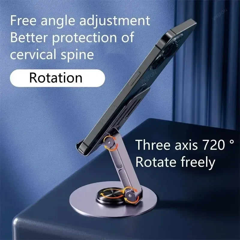 Adjustable Folding 720° Rotating Aluminum Alloy Tablet Holder Portable Stand for iPad Mobile Phone Desktop Live Mount Oasis Select