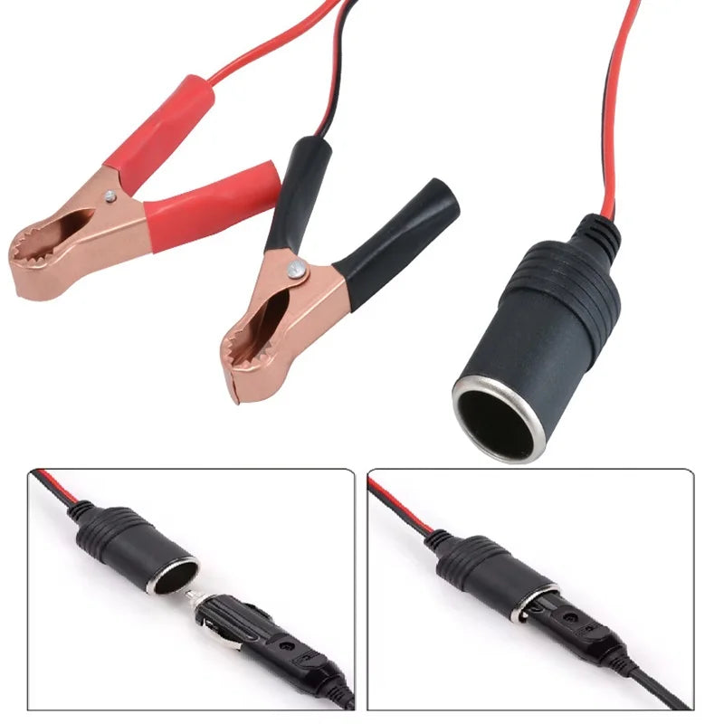 12V Car Battery Clip Adapter Cigarette Lighter Power Socket Adaptor Universal Automotive Use Random Connector Head Auto Socket Oasis Select