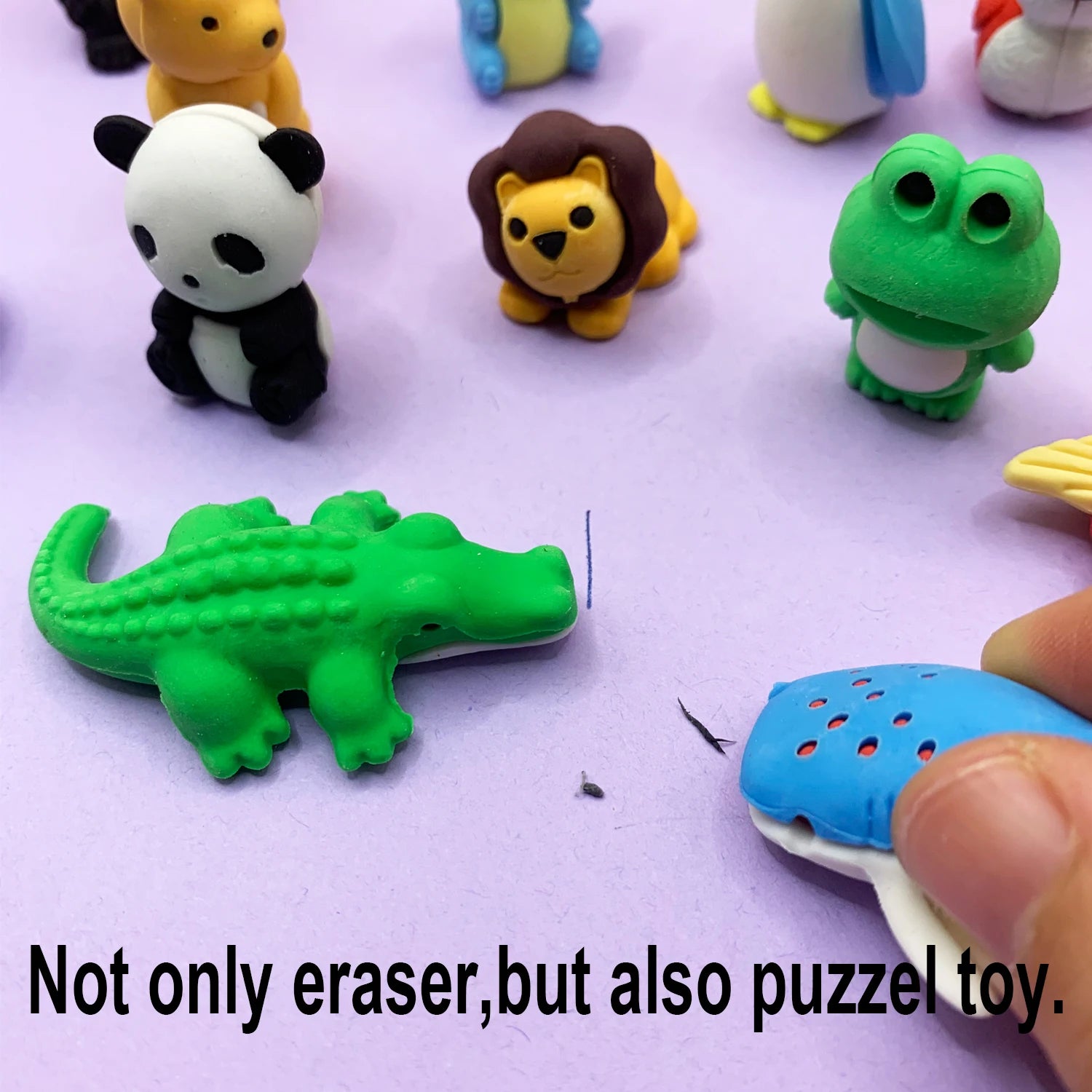 10/30pcRandom Animal Erasers for Students, Cute Desk Pets for Classroom, Easter Basket Stuffers,Cool 3D Puzzle Mini Erasers Bulk Oasis Select