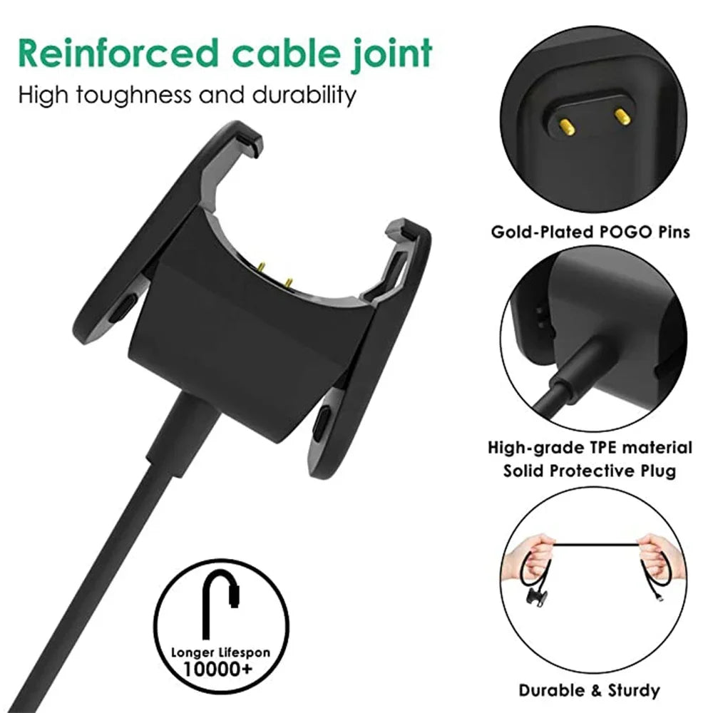 USB Charger Cable for Fitbit Charge 2, 3 & 4 – 1m Dock Cord Smartwatch Charger Cable Oasis Select