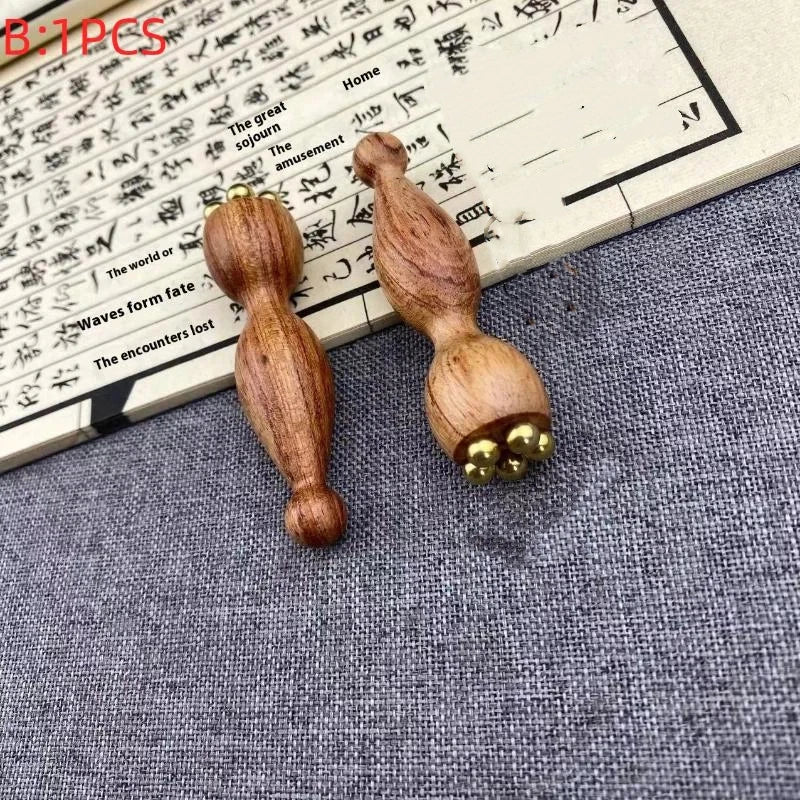Lotus Seedpod Beauty Professional Brass & Rosewood Facial Gua Sha Tool Eye Relaxation Spot Meridians Acupoint Massage Handheld Oasis Select B