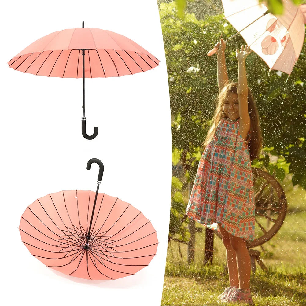 PEAKINBAGS Ultra Large 24-Rib Long Handle Retro Windproof Umbrella