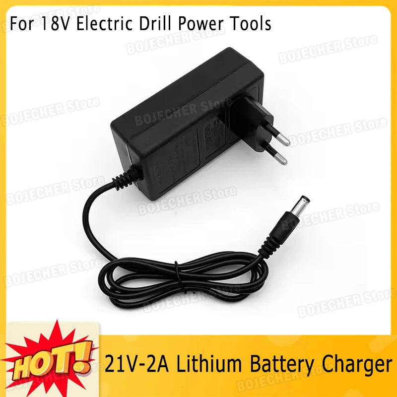 DC 21V 2A Power Supply Adapter For 18V Electric Drill Intelligent Power Tools 21V Lithium Battery Charger Transformer EU US Plug Oasis Select