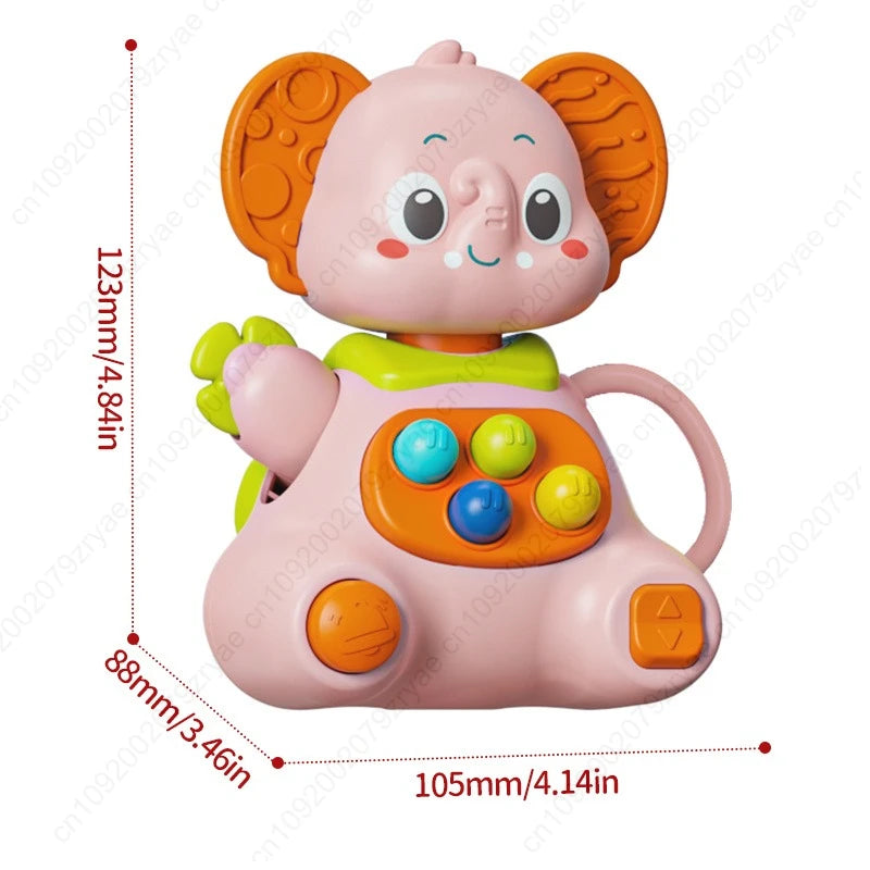 Baby Rattle Toy with Elephant Shapes - Sensory Development Toy for Infants & Toddlers, Mixed Colors - Hand-Eye Coordination, Oasis Select pink rattle