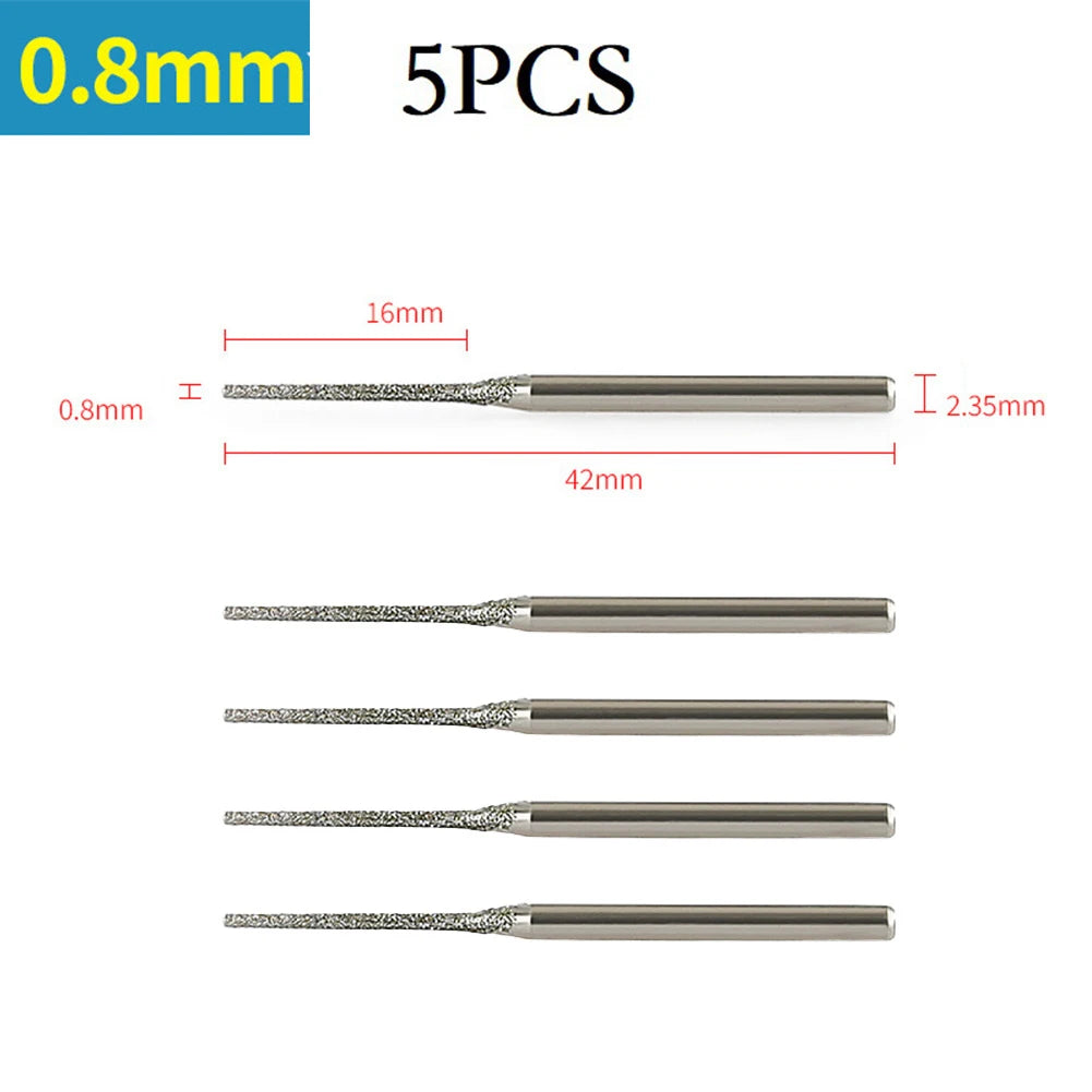 Drilling Jewelry Drilling Glass Diamond Coated Drill Bits Jewelry Drill Bits 1.0mm Head Diameter 1.2mm Head Diameter Oasis Select 5PCS 0.8mm