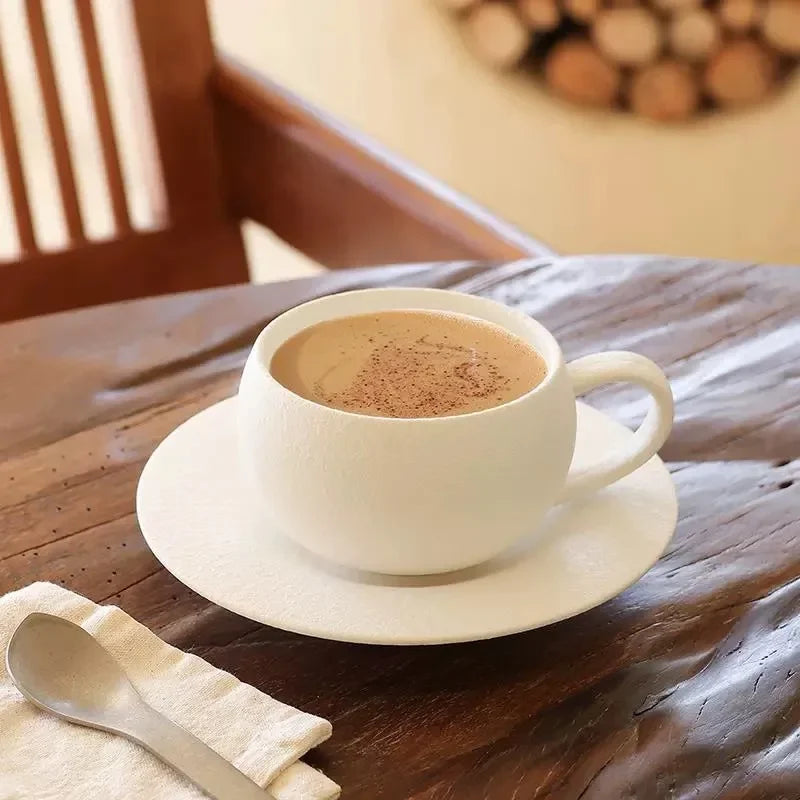 280ML Rock Sand Ceramic Coffee Cup Set Japanese-style Exquisite Afternoon Flower Tea Cup Hotel Upscale Restaurant Coffee Cup Oasis Select
