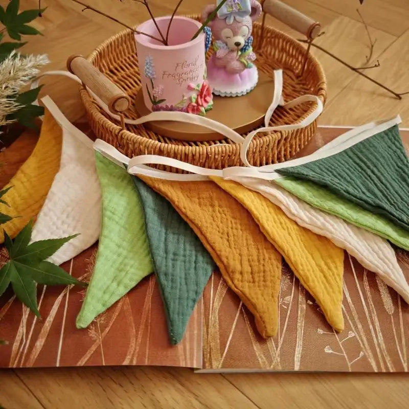 Pennant Banner Flags Nursery Bunting Banner Flags Washable Cotton Fabric Triangle Pennant Garlands for Living Room and Bedroom Oasis Select