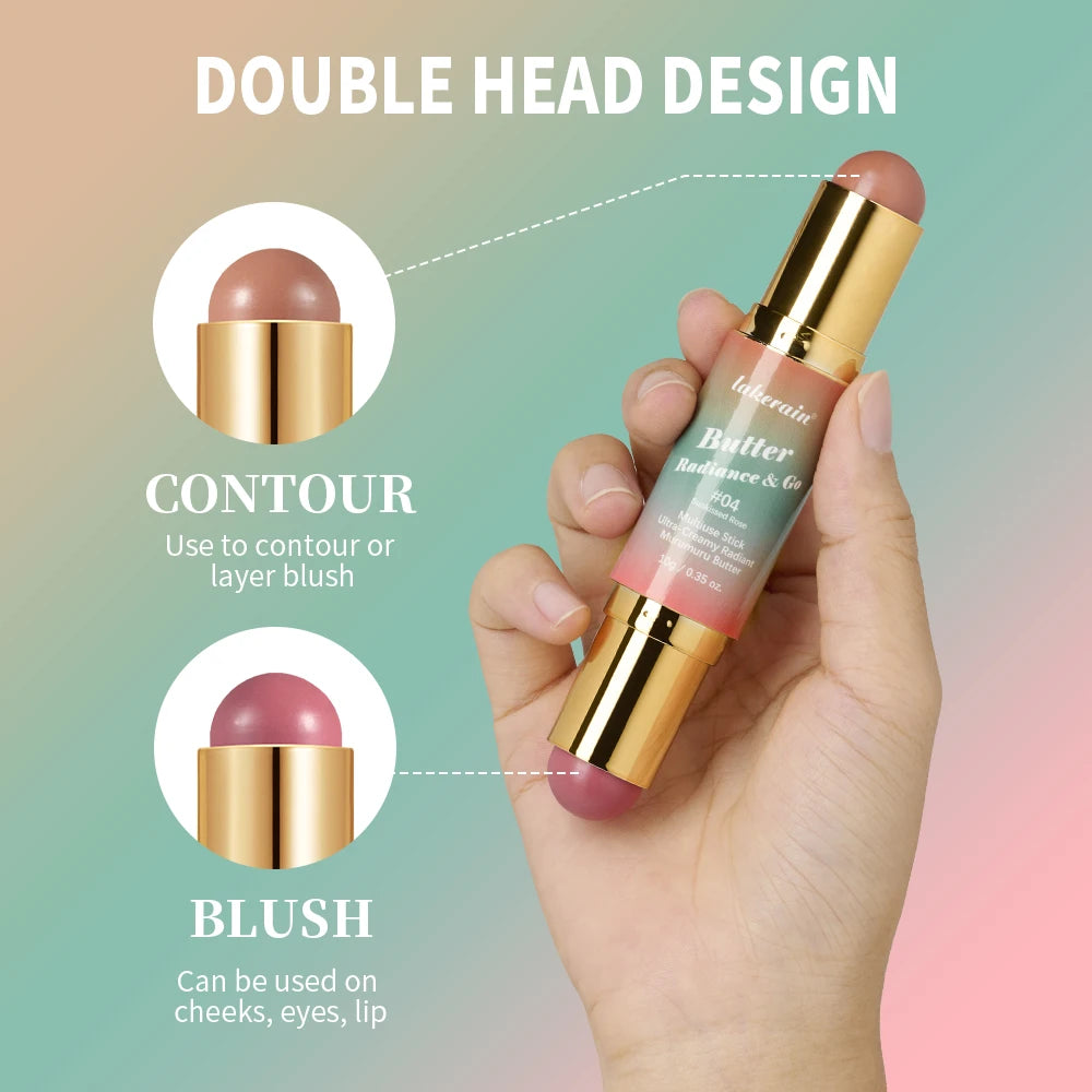 Multipurpose Blush Stick Moisturizing Skin Long Lasting Natural Double-headed Bronzer-Blush Stick Pigmented Beauty Makeup Oasis Select