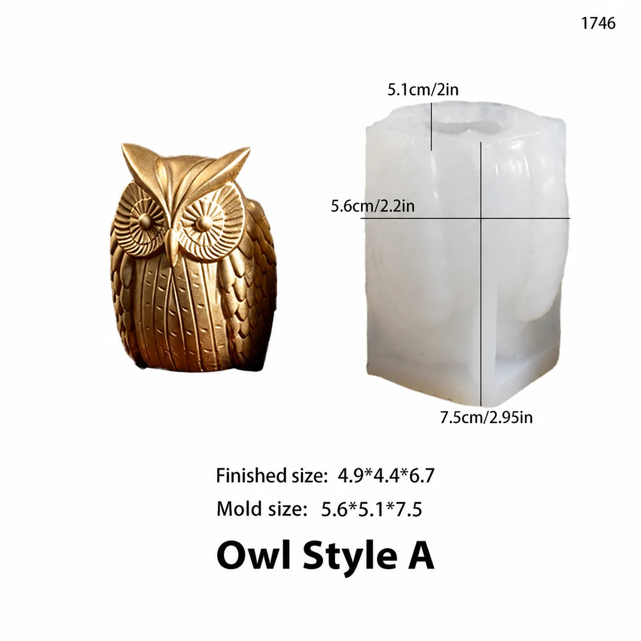 Owl Plaster Mold Translucent Silicone Candle Molds 3d Owl Silicone Mold Compact Owl Candle Mold For Handmade Gift Craft Teaching Oasis Select Clear White Gold