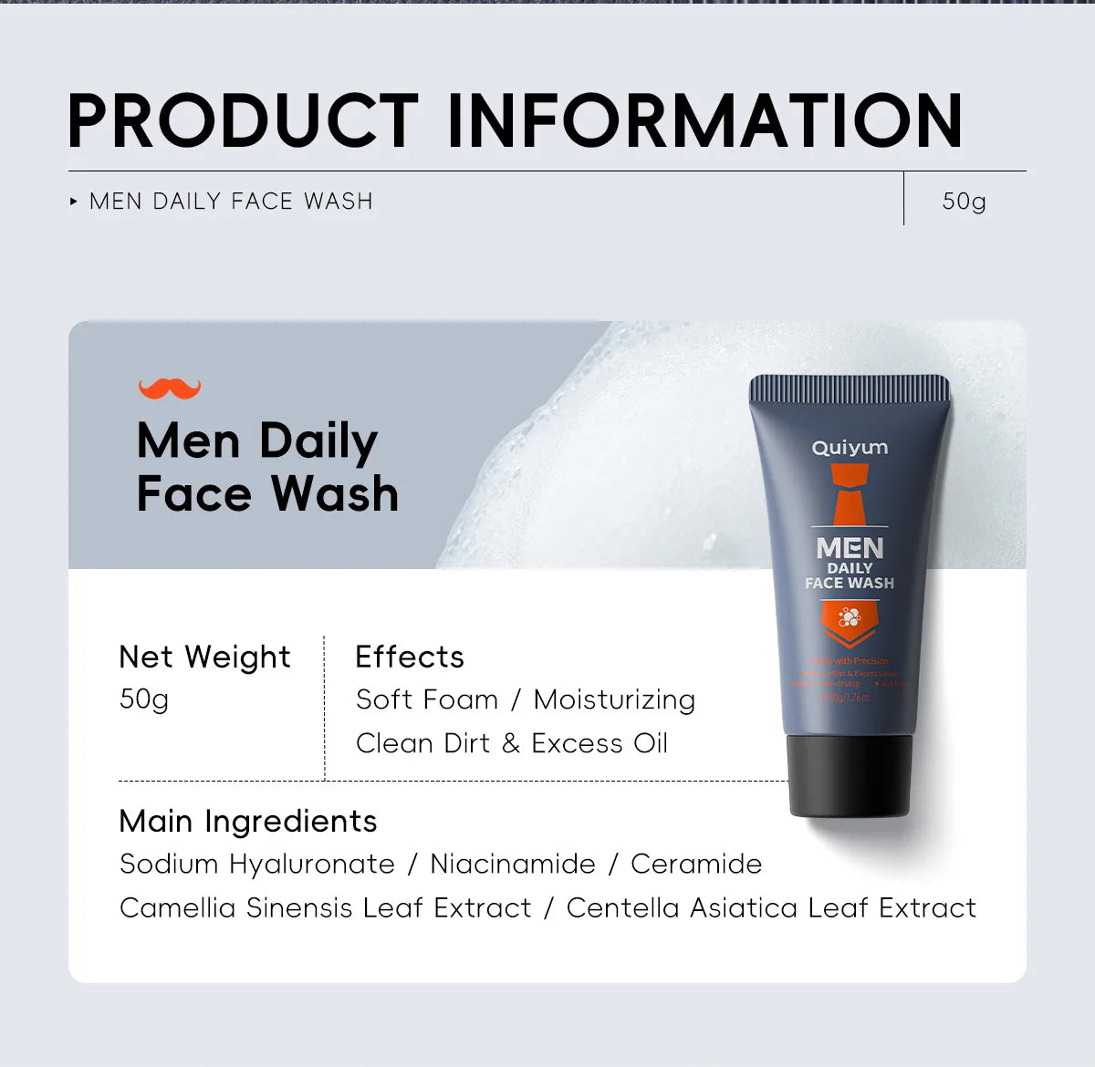LAIKOU Men's Face Wash – Oil Control & Deep Cleanse 50g Men's Facial Cleanser Oasis Select