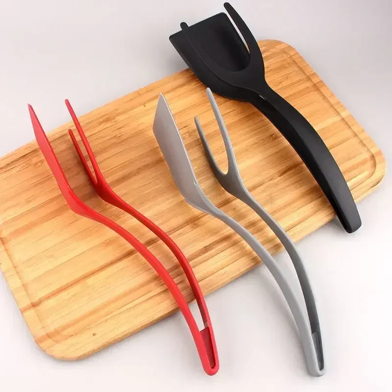 2 in 1 Shovel Clip Silicone Grip Flip Tongs Egg Steak Spatula Tongs Clamp Pancake Fried Turners Cooking Tool Kitchen Accessories Oasis Select