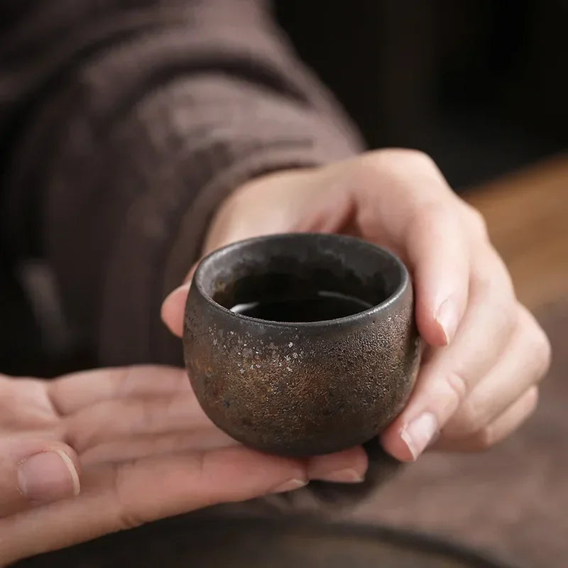 Japanese Style Cup Single Cup Tea Appreciation Cup Retro Japanese Style Stoneware Kung Fu Small Tea Cup Ceramic Teacup Mug Bowl Oasis Select