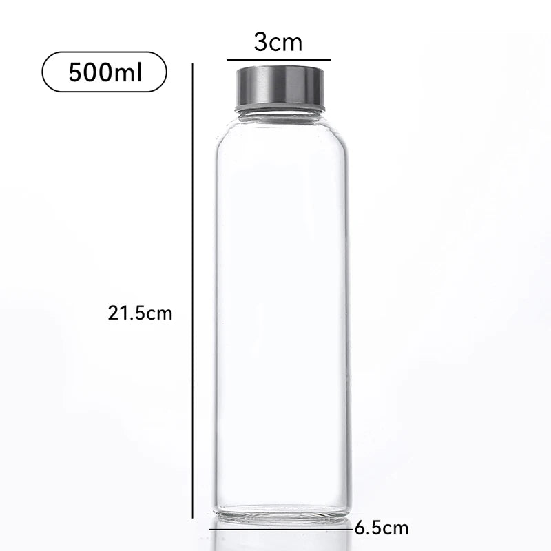 1pc Borosilicate Glass Bottle with Stainless Steel Lid & Bamboo Lid - Leak-Proof High-Temp Resistant Drink Container Glass Jar Oasis Select 500ml SUS Cover 500-1000ml