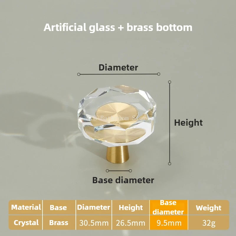 Cupboard Door Handle for Furniture Hardware Solid Brass Crystal Glass Cabinet Pull Kitchen Storage Door Handles Drawer Knobs Oasis Select Sunflower 1Pcs