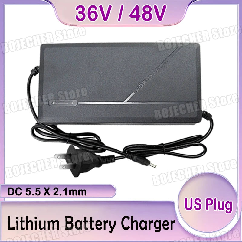 36V 48V 2A 5A Lithium Battery Charger Battery Pack 42V 54.6V 10S 13S Intelligent Fast Charging 110-240V Smart Charger US Plug Oasis Select
