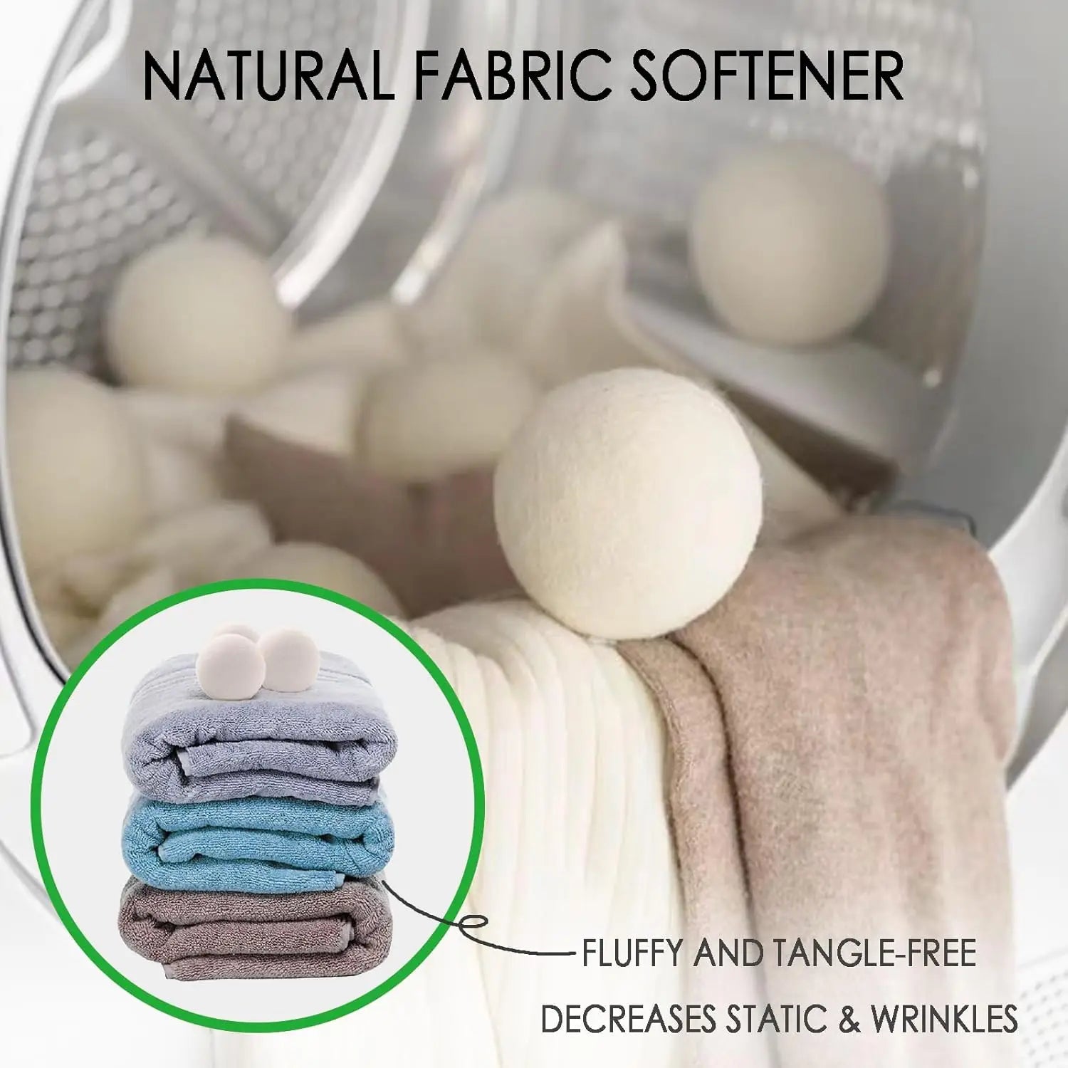 3/6/9 PCS Dryer Balls Laundry Reusable Replace Dryer Sheets Add Essential Oils for Dryer Natural Scent Reduce Drying Time Static Oasis Select