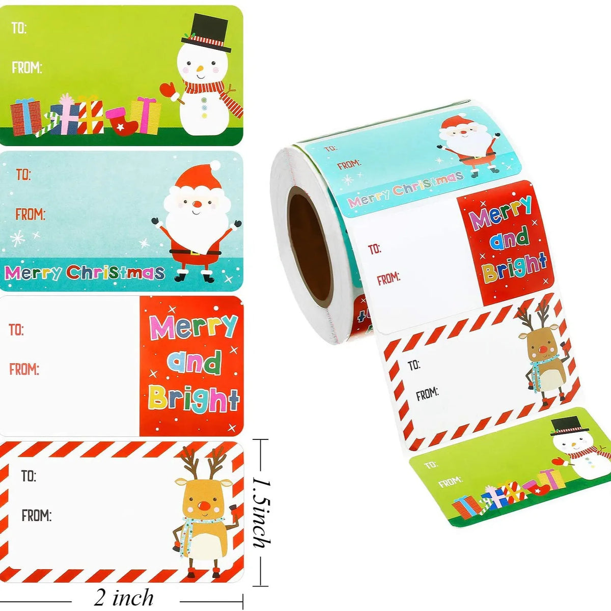 500 Pcs Christmas Tags Christmas Santa Claus Stickers Self Adhesive Christmas Tag Christmas Festival Birthday Holiday Decor Oasis Select