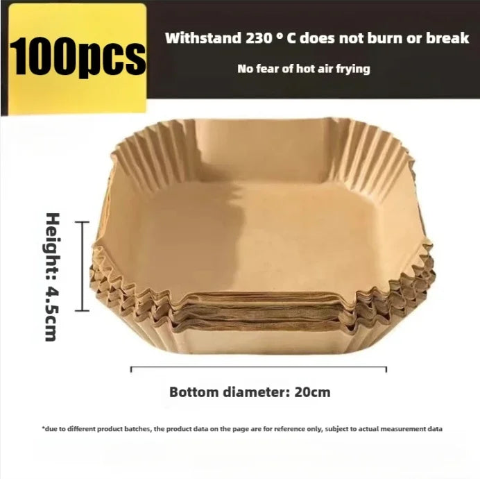 Air Fryer Liner Fryer Air Accessories Aerogrill Parchment Disposable Liner Non-Stick Parchment Baking Oven Paper Accessories Oasis Select 100pcs-Square