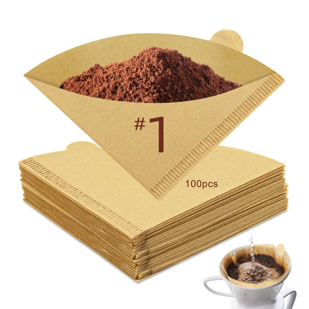 50/100pcs Coffee Filter Paper V-Shaped Cone Filter V01 02 For Pour Over Drip Coffee Filters Accessories Oasis Select 100pcs V01