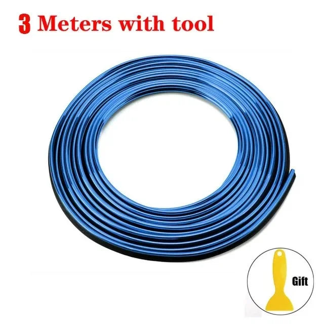 Car interior trim strips universal car gap fillers automobile molding line decorative accessories DIY flexible strip garnish Oasis Select 3M blue 2pcs
