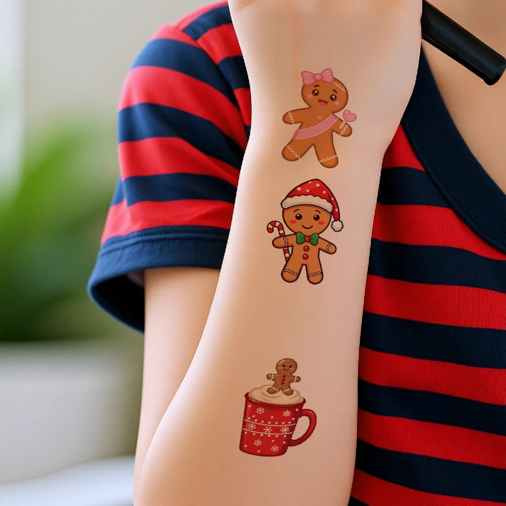 54-Piece Christmas Temporary Tattoos – Waterproof Body Stickers