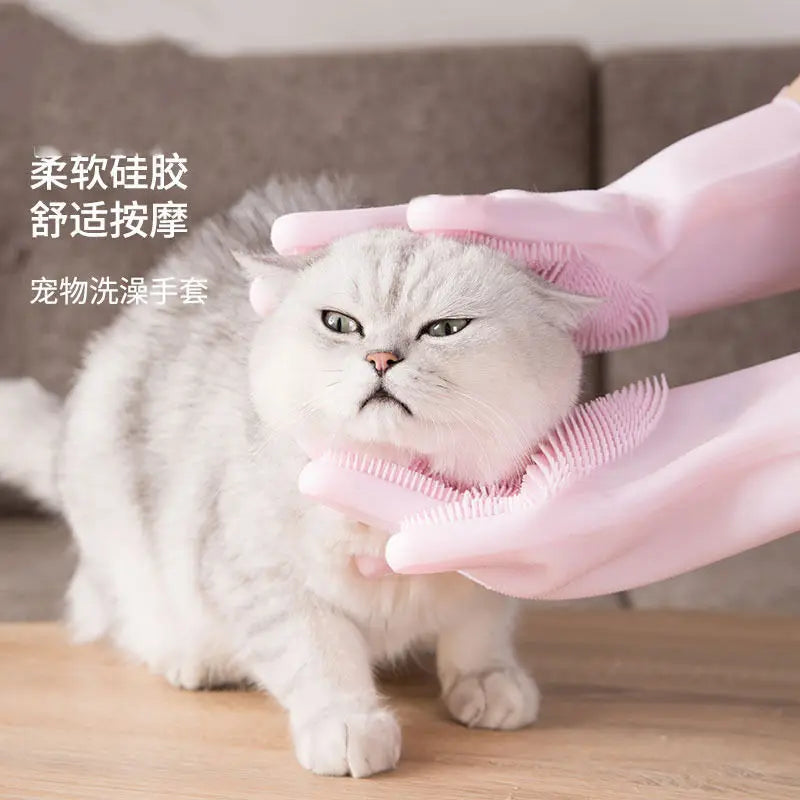 Pet Bath Gloves Thick Anti-scratch Dog Bath Cat Scrub Brush for Scratch Protection Dog Supplies Oasis Select