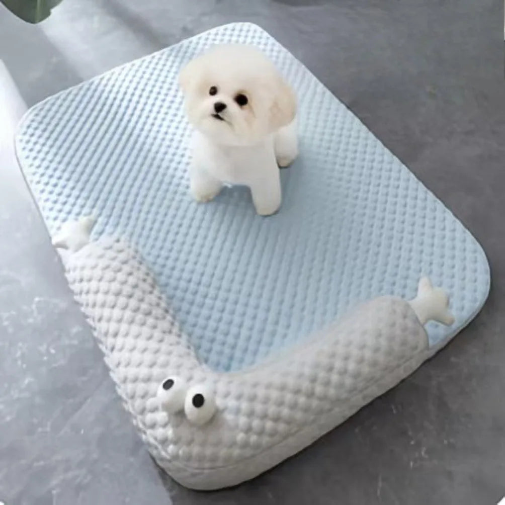 Cartoon Pet Cooling Mat Cat Supplies Breathable Bubble Dot Cute Dog Bed with Pillow Washable Summer Pets Pad for Small Dogs Cats Oasis Select