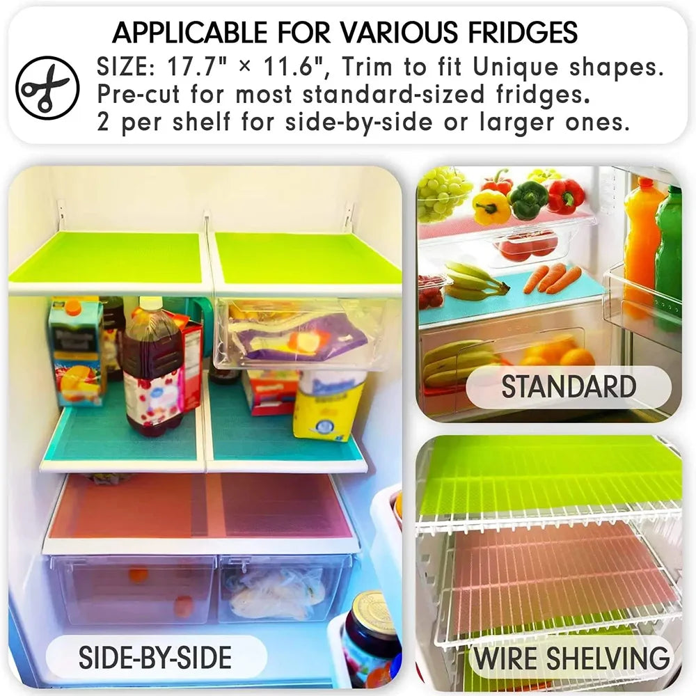 4pcs Refrigerator Liners, MayNest Washable Mats Covers Pads, Home Kitchen Gadgets Accessories Organization for Top Freezer Glass Oasis Select