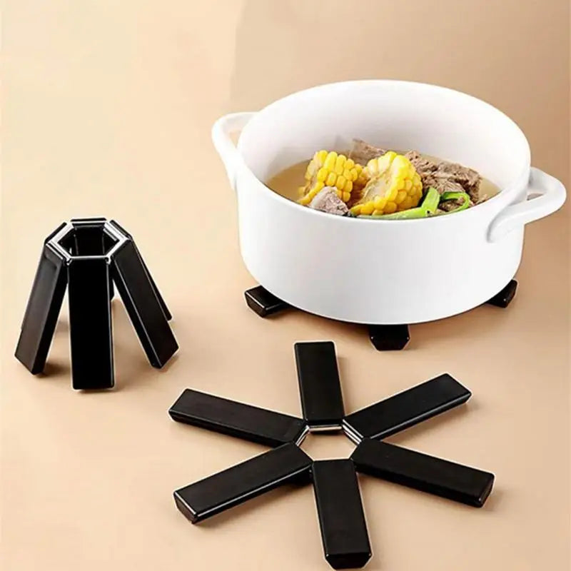 Foldable Trivet Mat – Non-Slip Heat Insulation Pot Pad Foldable Trivet Mat Oasis Select black 19X19CM Strip