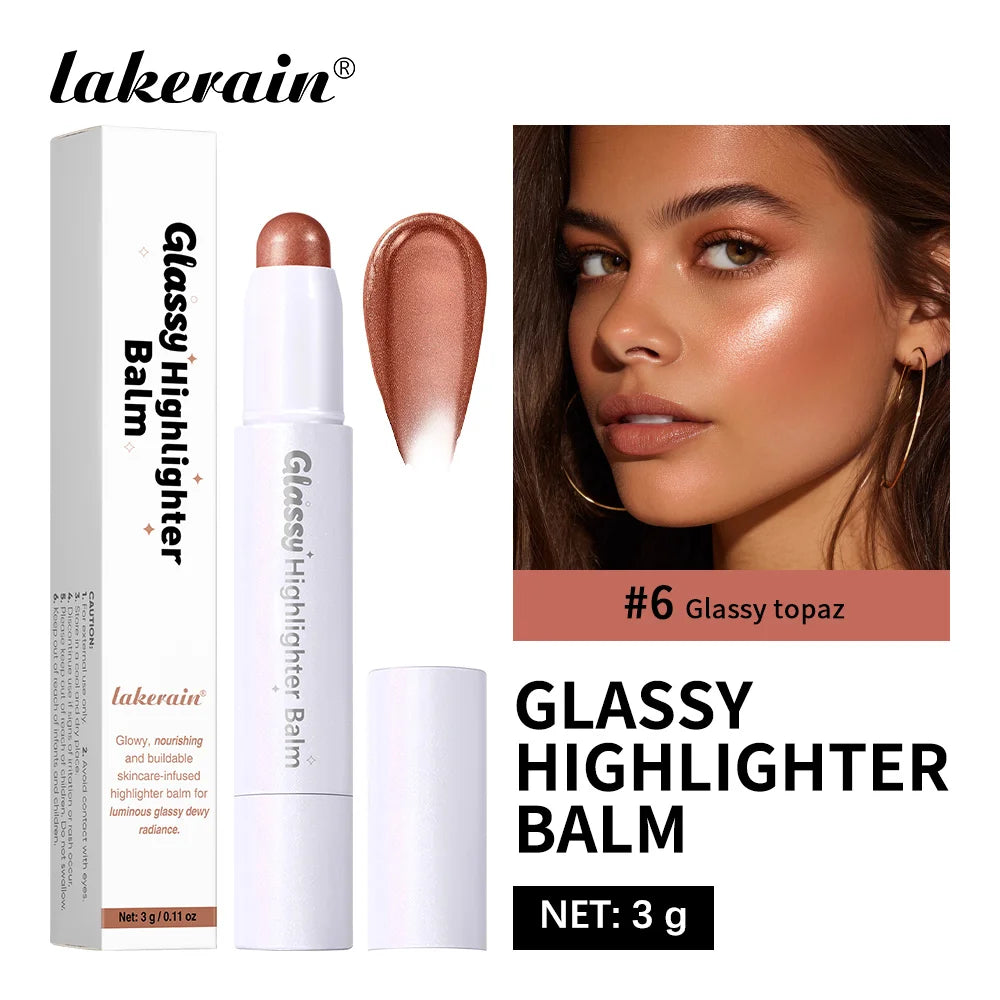 Glassy Highlighter Balm Brighten Complexion Deep Hydration Long Lasting Wear Highlighting Cream Eye Cheek Lip Body Glossy Pen Oasis Select Glassy Topaz