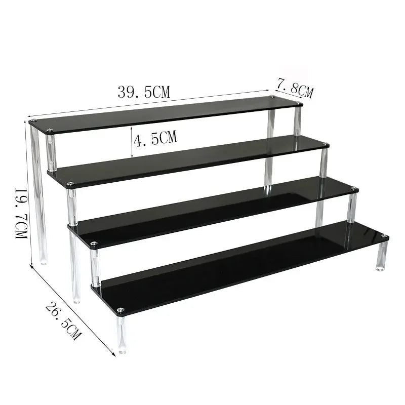 1–5 Tier Acrylic Display Stand | Riser Shelf Rack – Clear & Black