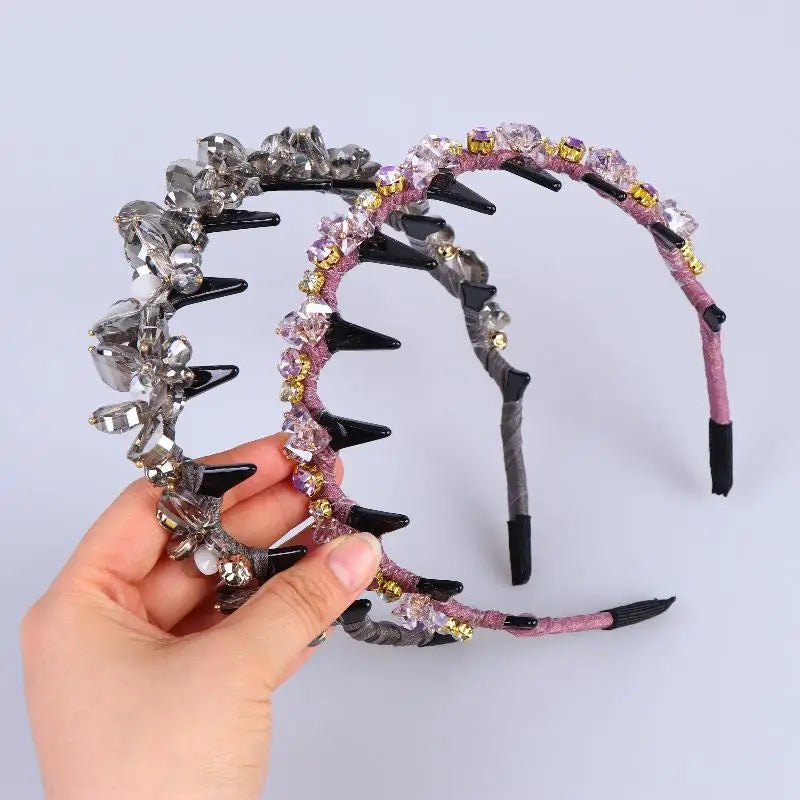 Korean Crystal Rhinestone Teeth Hair Hoop Non Slip Headband Luxury Fashion Shiny Headband For Women Hair Accessories Gifts Oasis Select
