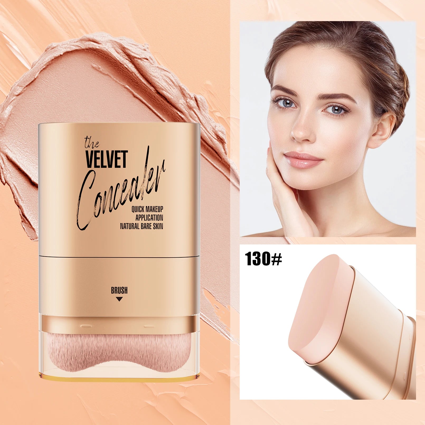 Hello Kiss Hydrating Foundation with Brush – Dewy, Natural Finish