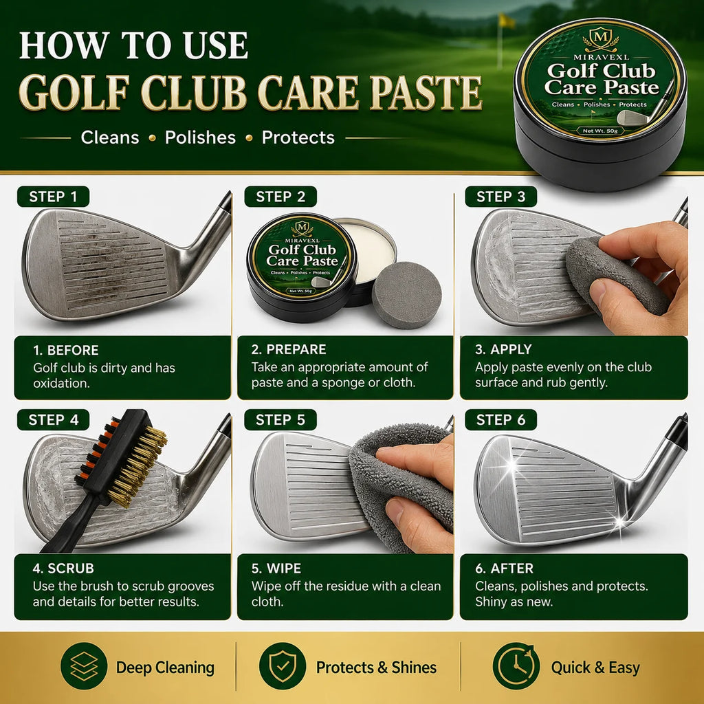Golf Club Care Paste Kit with Polishing Cloth and Cleaning Brush, Club Head Cleaner Polish forIrons Wedges Putters Accessories! Oasis Select