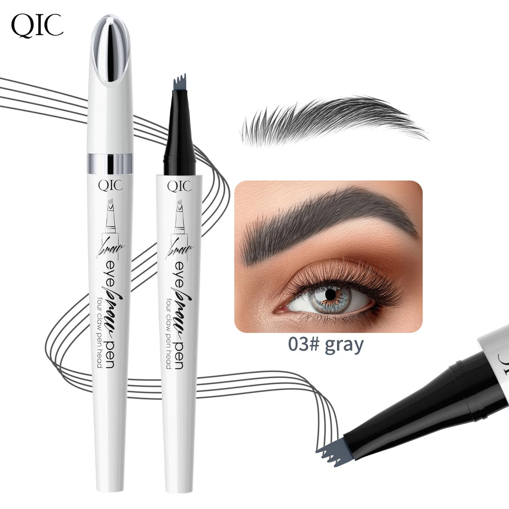 QIC Waterproof Microblading Eyebrow Pen – 4-Tip Natural Brow Look