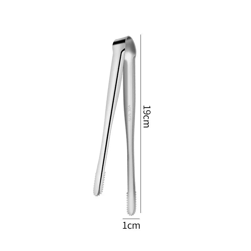 2Pcs Kitchen Tongs Stainless Steel Barbecue Tongs Clip BBQ Grill Meat Tongs Cooking Tweezers for Food Utensils Kitchen Tools Oasis Select Silver-19CM 2Pcs