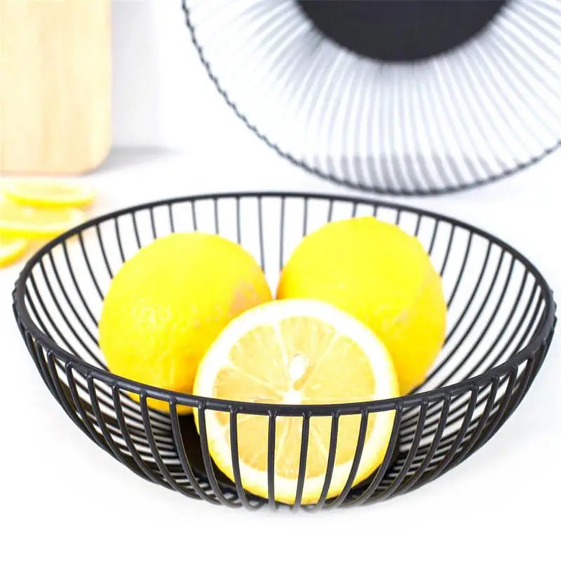 Black Storage Basket Creative European Fruit Snacks Candy Basket Desktop Bedroom Kitchen Fruit Basket Decorations Iron Hollow Oasis Select