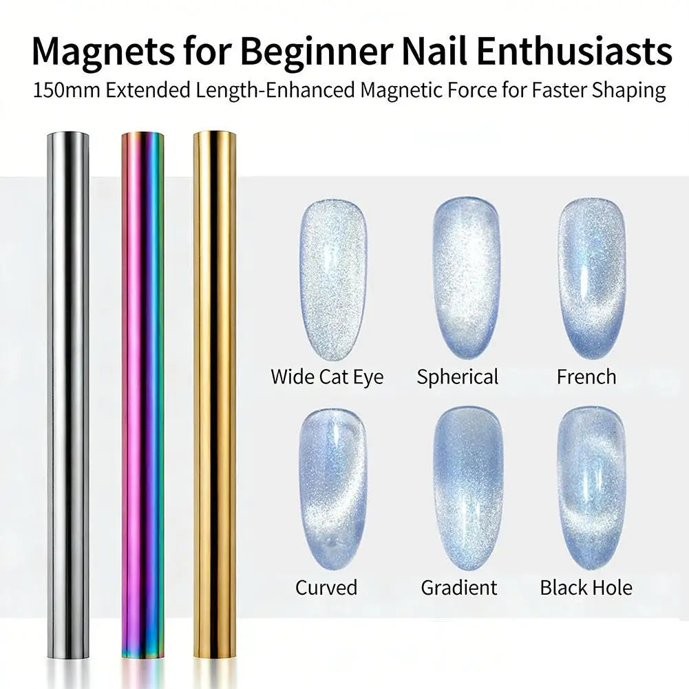 Double Ended Magnetic Nail Polish Stick Cat Eye Magnetic Cylindrical Stick With Iron Wire UV Gel Polish Nails Art Manicure Tool Oasis Select