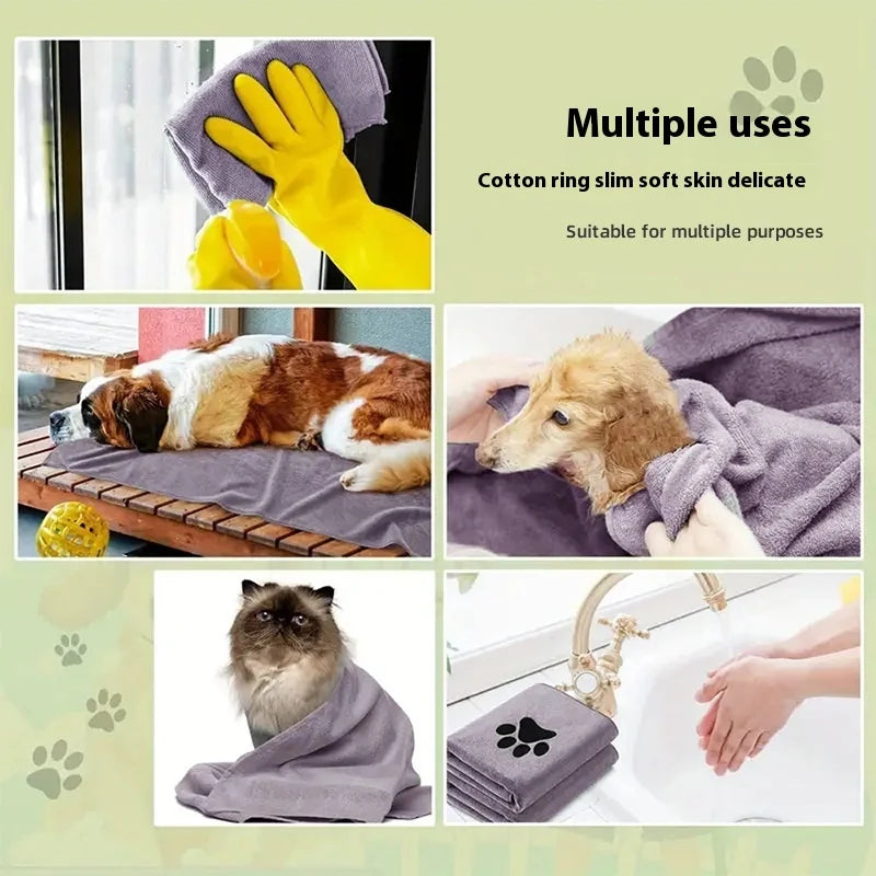 Ultra-Fast Drying Thickened Microfiber Pet Bath Towel Pad | Super Absorbent Dog & Cat Bath Towel for Quick Drying After Bathing Oasis Select