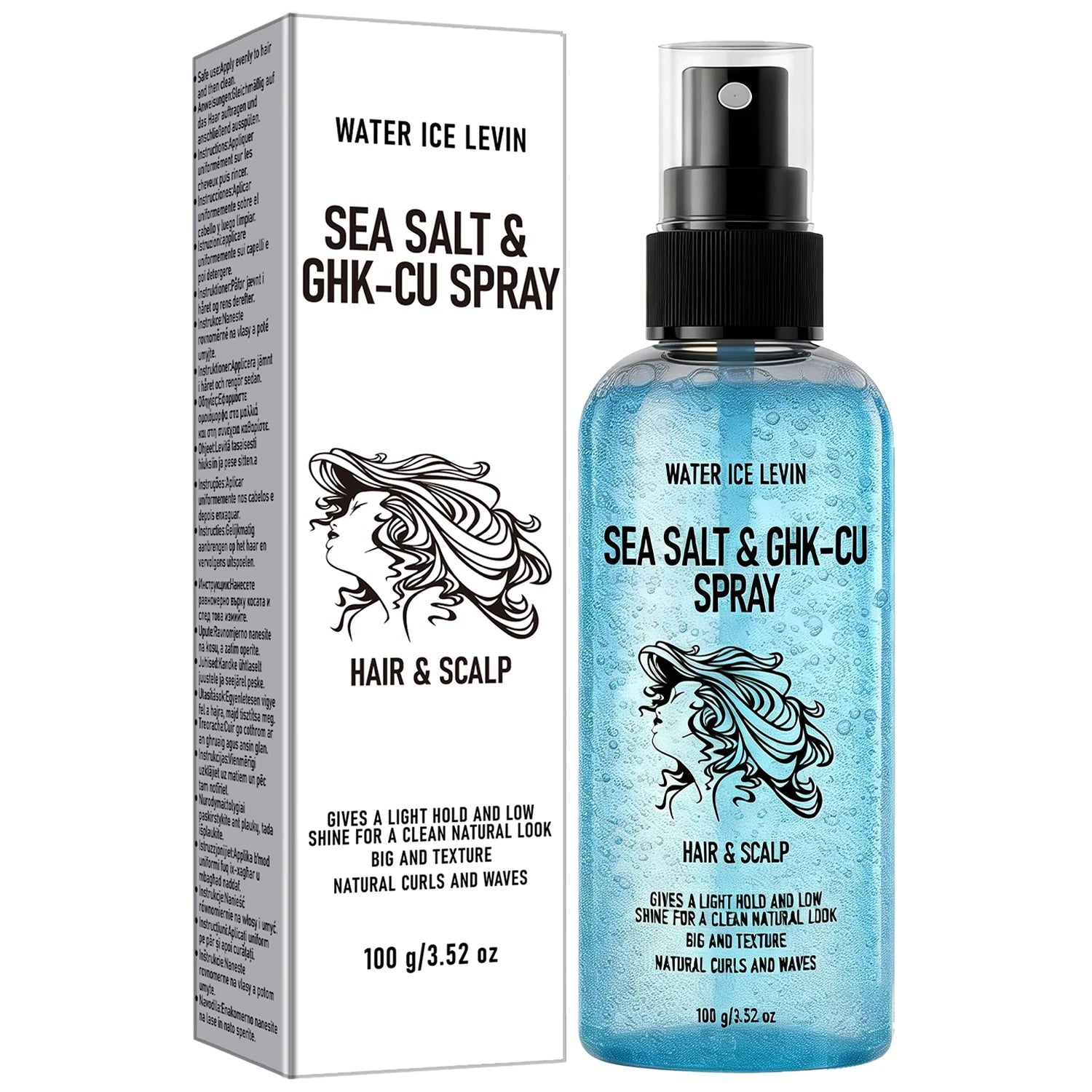 Biotin Keratin Sea Salt Hair Spray – GHK-Cu Curls & Texture Hair Styling Spray Oasis Select SKY BLUE 30g
