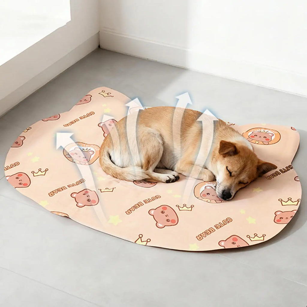 Pet Summer Cooling Mat – Cartoon Ice Silk Pad for Cats & Dogs