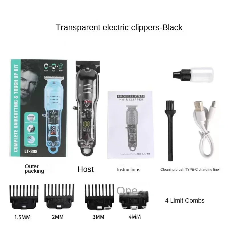 Professional Hair Cutting Machine Rechargeable Clipper Transparent Electric Hair Trimmers For Men Cordless Hair Cut Machine Oasis Select