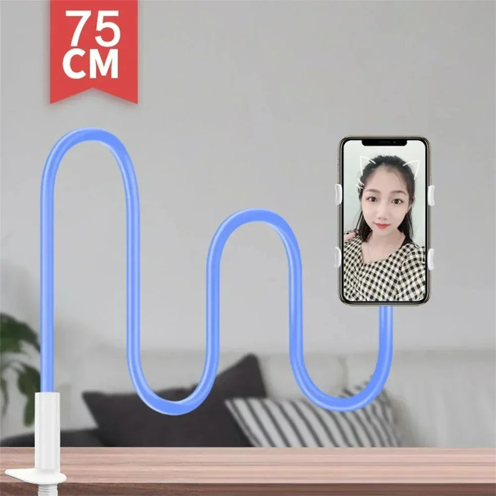 360 Clip Mobile Phone Holder Stand Portable Flexible Lazy Bed Desktop Bracket Desk Mount Stand Base For iPhone Samsung Xiaomi Oasis Select Blue