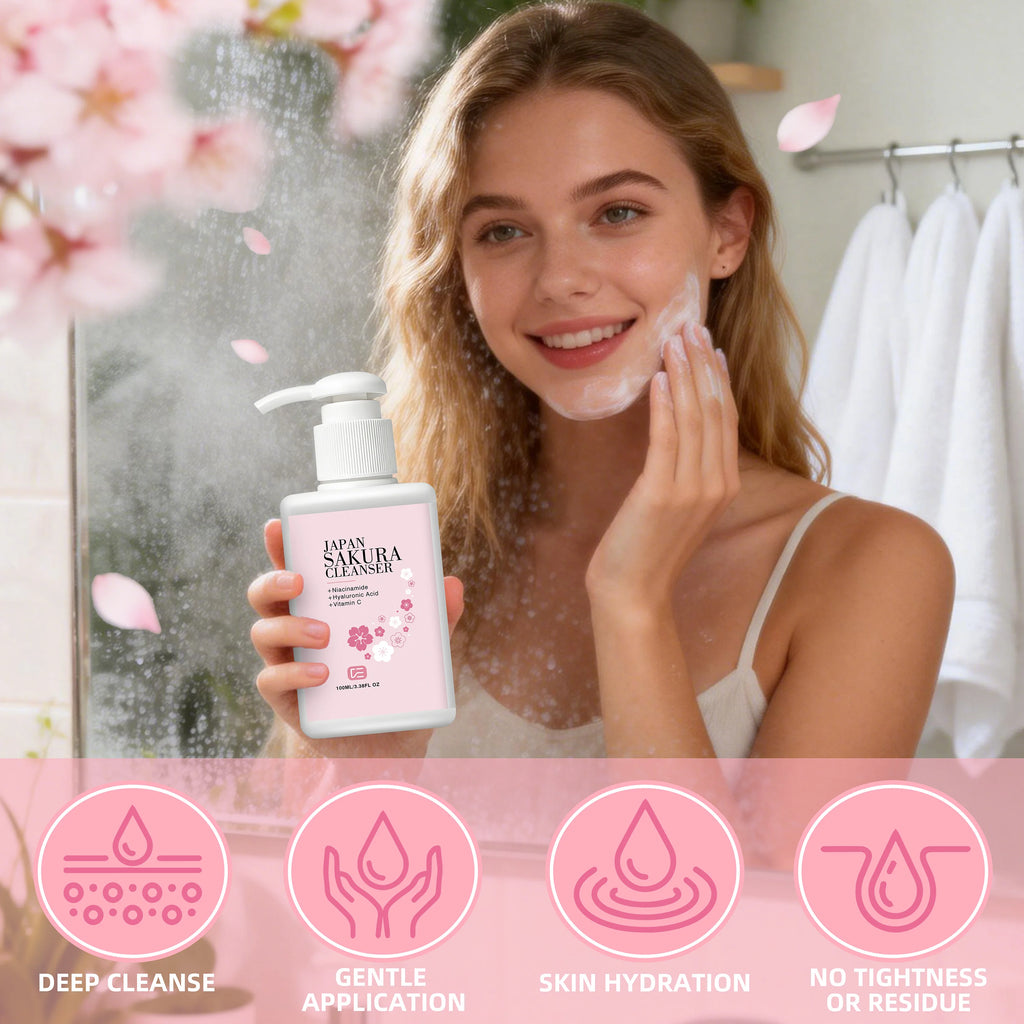 veérenae Japan Sakura Facial Cleanser 2pc – All Skin Types Facial Cleanser Oasis Select