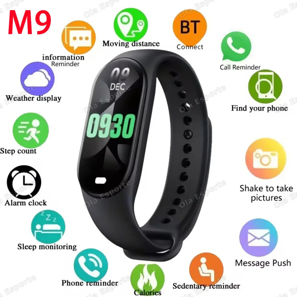 M9 Smart Watch – Fitness Tracker, Heart Rate & Music Control